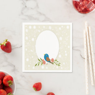 Serviette En Papier Élégant oiseau bleu