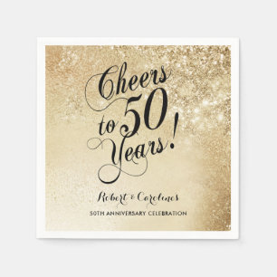 Serviette En Papier Élégant Or 50e Anniversaire