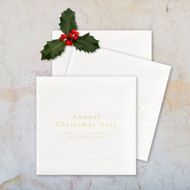 Serviette En Papier Elégant Or Blanc Livre de texte personnalisé Napki (Elegant Gold White Custom Text Paper Napkin (multiple shown))