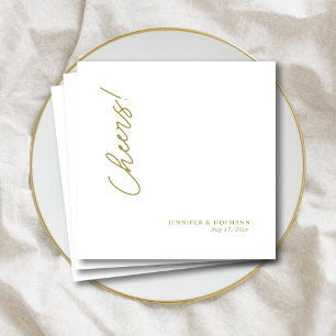 Serviette En Papier Elégant or "Bravo !" Mariage blanc personnalisé