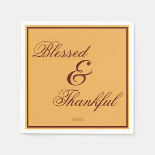 Serviette En Papier Elégant or Brown Thanksgiving