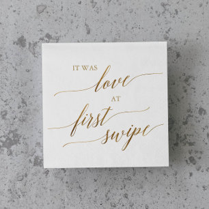 Serviette En Papier Élégant or Calligraphie Aimer au premier essuie-to
