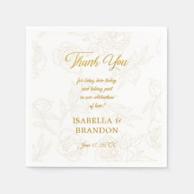 Élégant or Mariage Merci Floral