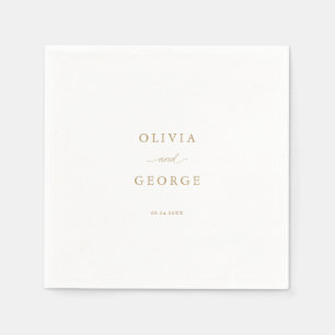 Serviette En Papier Élégant Or Moderne Script Calligraphie