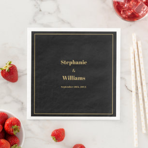 Serviette En Papier Élégant or Noir moderne Simple minimaliste Mariage