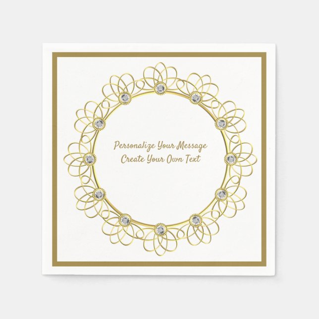 Serviette En Papier Elégant or Ornamental Diamants Frontières (Devant)