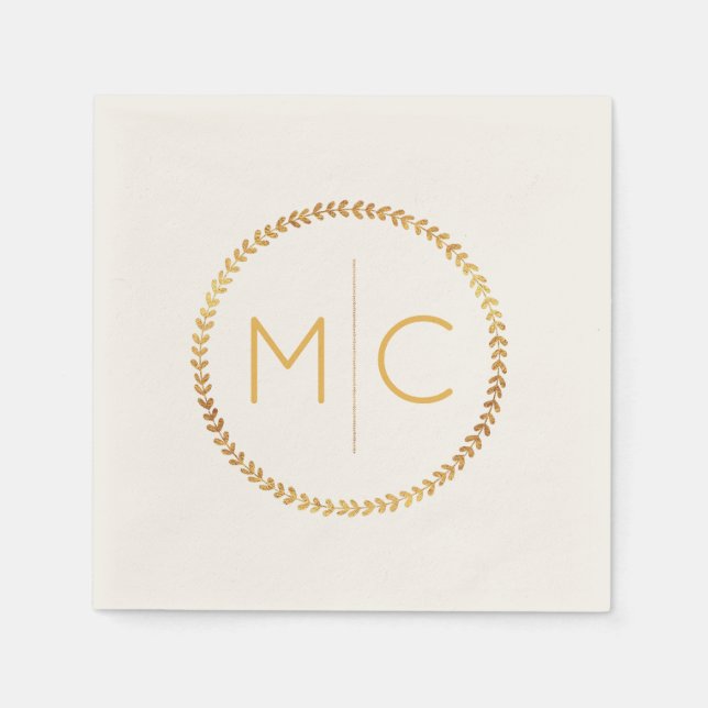 Serviette En Papier Élégant or Rustique Mariage de feuille de courge m (Devant)