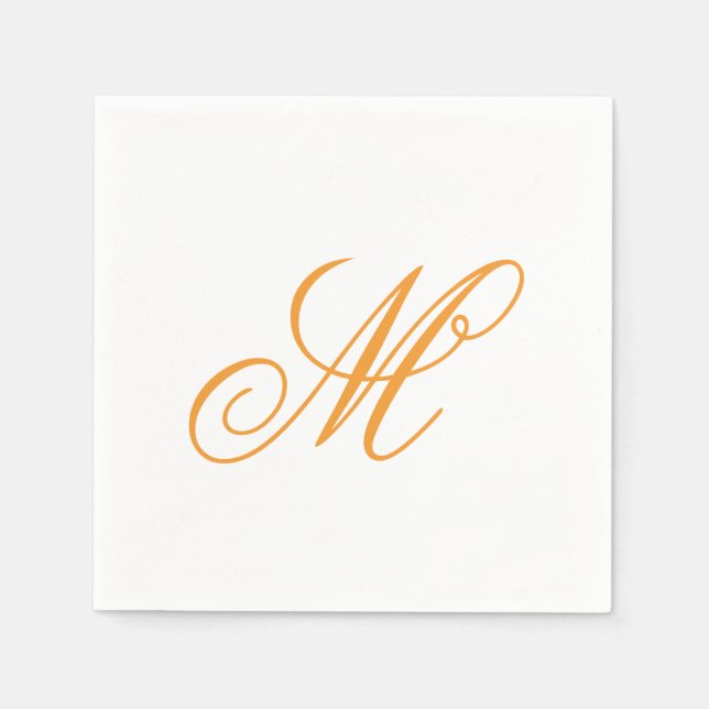 Serviette En Papier Élégant orange vert Monogramme initial (Devant)