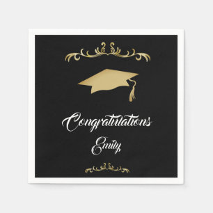 Serviette En Papier Elégant Ornament Or Félicitations Diplômé