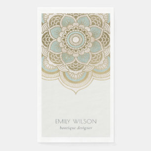 Serviette En Papier Elégant Ornate Gold Foil Turquoise Turquoise Manda