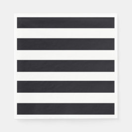 Serviette En Papier Élégant papier chic rayé noir et blanc