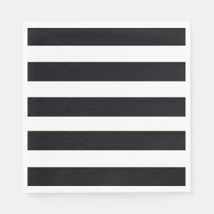 Serviette En Papier Élégant papier chic rayé noir et blanc