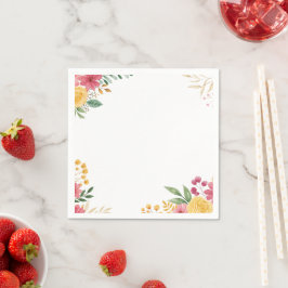 Serviette En Papier Élégant papier floral double nom