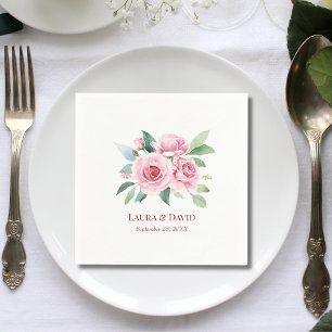 Serviette En Papier Élégant papier Mariage personnalisé rouge floral