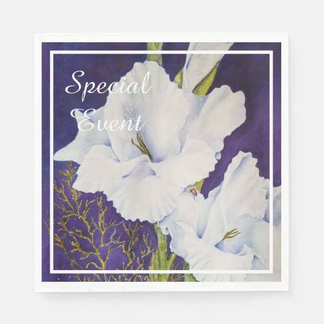Serviette En Papier ÉLÉGANT PARTI GLADIOLA Blanc (Devant)