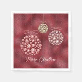 Serviette En Papier Élégant Parties scintillant rouge ornements Joyeux