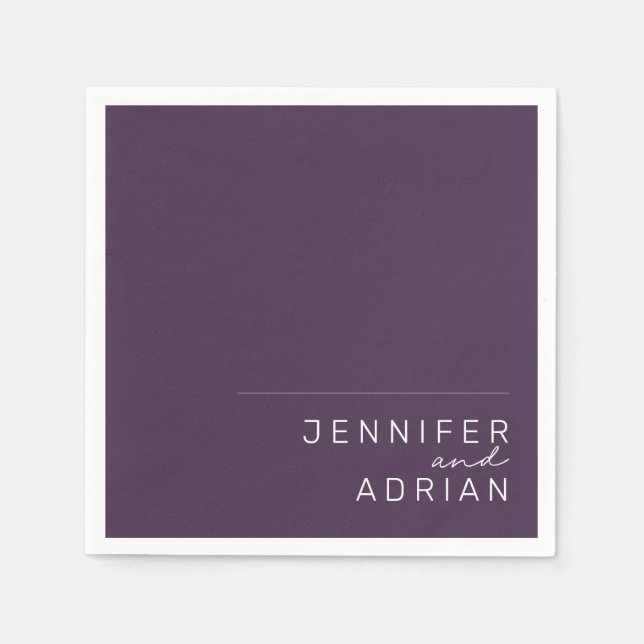 Serviette En Papier Elégant Pastel Minimal Purple Mariage moderne Napk (Devant)