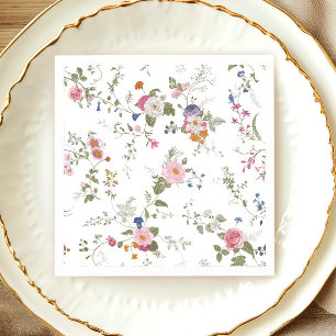 Serviette En Papier Élégant Pastel rose Fleur sauvage Mariage