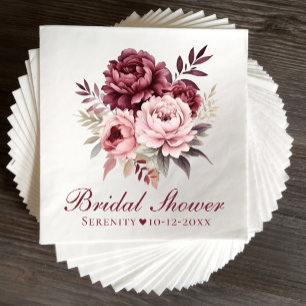 Serviette En Papier Elegant Peony Watercolor Peonies Fête des mariées