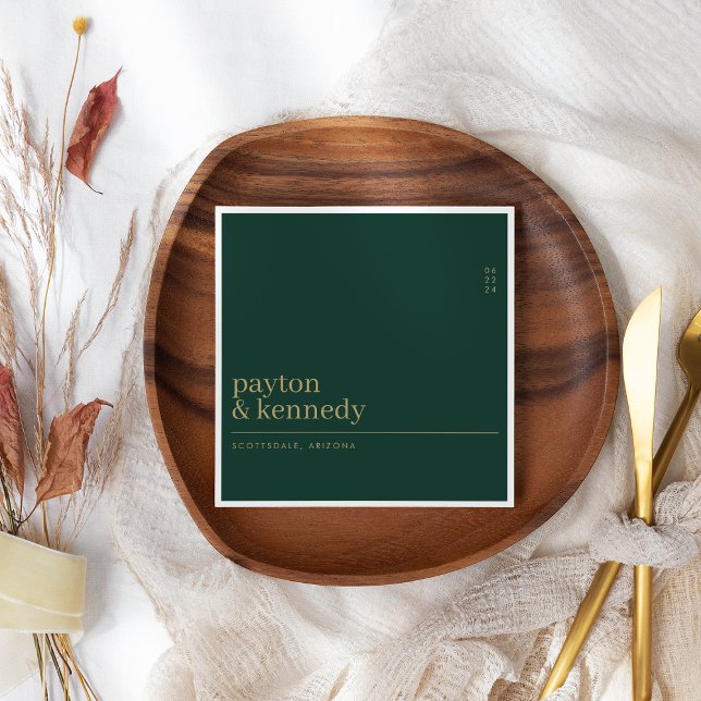 Serviette En Papier Elégant Personnalisé Avec Nom Mariage Réception (Créateur téléchargé)