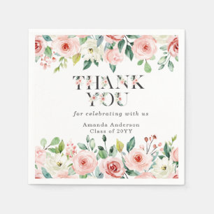 Serviette En Papier Élégant personnalisé floral rose merci diplôme