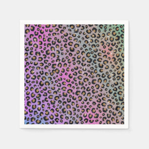 Serviette En Papier Elegant Pink Blue Gold Glitter Black Leopard