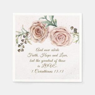Serviette En Papier Elegant Pink Roses Bible Verse Wedding