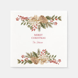 Serviette En Papier Élégant Pins à fleurs aquarelle