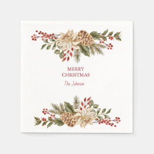 Serviette En Papier Élégant Pins à fleurs aquarelle