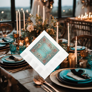 Serviette En Papier Élégant pique-nique en cuivre et en turquoise