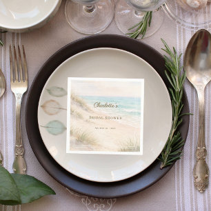 Serviette En Papier Élégant plage de mariage côtier