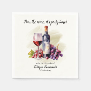 Serviette En Papier Elégant Pour Le Vin Thème 50ème Anniversaire