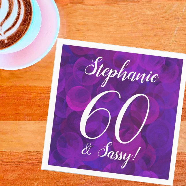 Serviette En Papier Elégant Purple 60 et fête d'anniversaire Sassy (Créateur téléchargé)