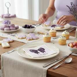 Serviette En Papier Elegant Purple Bow Baby Shower Paper Napkin