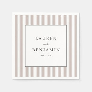 Serviette En Papier Élégant Rayé Minimaliste Beige