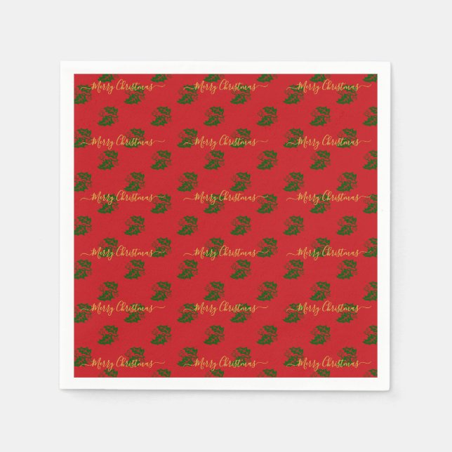 Serviette En Papier Élégant Red Custom Christmas Livre creux (Devant)