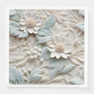 Serviette En Papier Élégant relief floral 3D incorporé