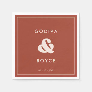 Serviette En Papier Élégant rétro Mariage Terracotta