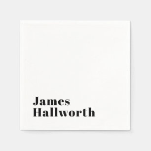 Serviette En Papier Élégant Retro Moderne Lettrage Noir modifiable