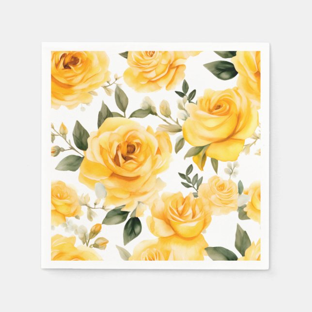 Serviette En Papier Élégant Rose aquarelle (Devant)