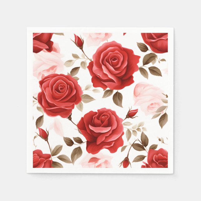 Serviette En Papier Élégant Rose aquarelle (Devant)