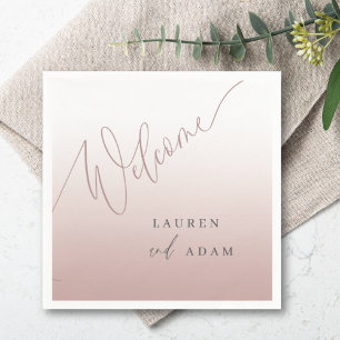 Serviette En Papier Élégant Rose de calligraphie or Mariage