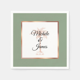 Serviette En Papier Elégant Rose de Sage Gold Palm Tree Mariage Tropic