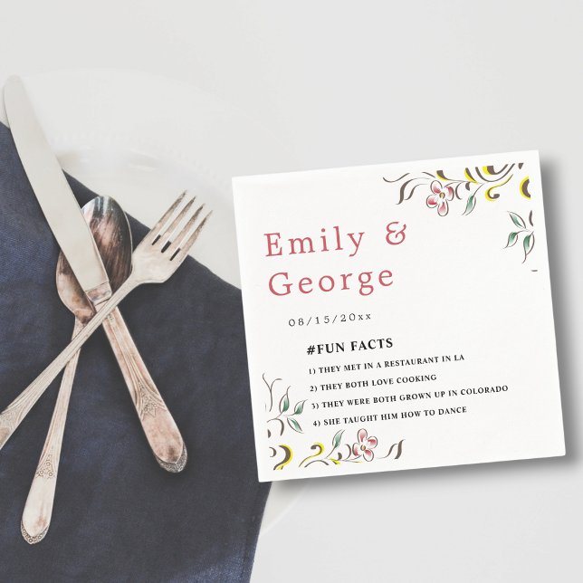 Serviette En Papier Elégant Rose de verdure simple Boho Mariage fleuri (Créateur téléchargé)