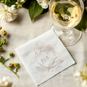 Serviette En Papier Élégant Rose Dusty Orchid Monogram Mariage Napkins