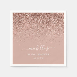 Serviette En Papier Élégant Rose Gold Sparkle Parties scintillant Nom