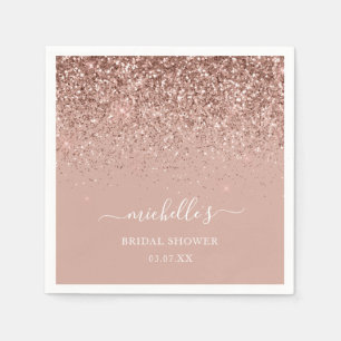 Serviette En Papier Élégant Rose Gold Sparkle Parties scintillant Nom