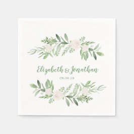 Serviette En Papier Elégant Rose ivoire aquarelle Mariage