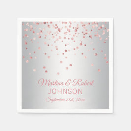Serviette En Papier Élégant Rose personnalisé Gold Confetti et Mariage
