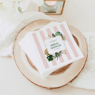 Serviette En Papier Elégant rose rayures tropicale girly nuptiale douc